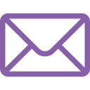 A simple purple outline of an envelope, representing an email or message icon, on a light gray background.